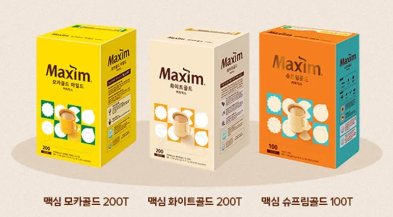 맥심 모카골드·화이트골드·슈프림골드 패키지