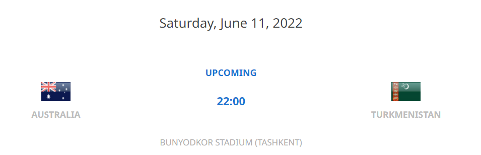 2022 AFC U23 아시안컵 8강 경기 일정(호주vs투르크메니스탄)