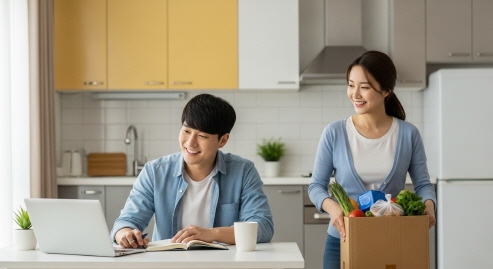 저소득 가구에 생활비 지원하는 모습