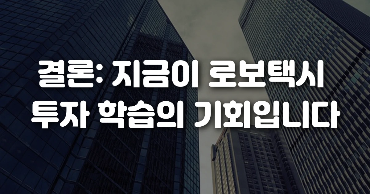 결론 지금이 로보택시 투자 학습의 기회입니다