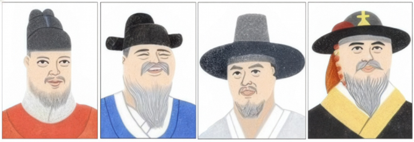 대구읍성 축성과 수성의 주역들. 왼편부터 영조임금, 조현명, 민응수, 김세호