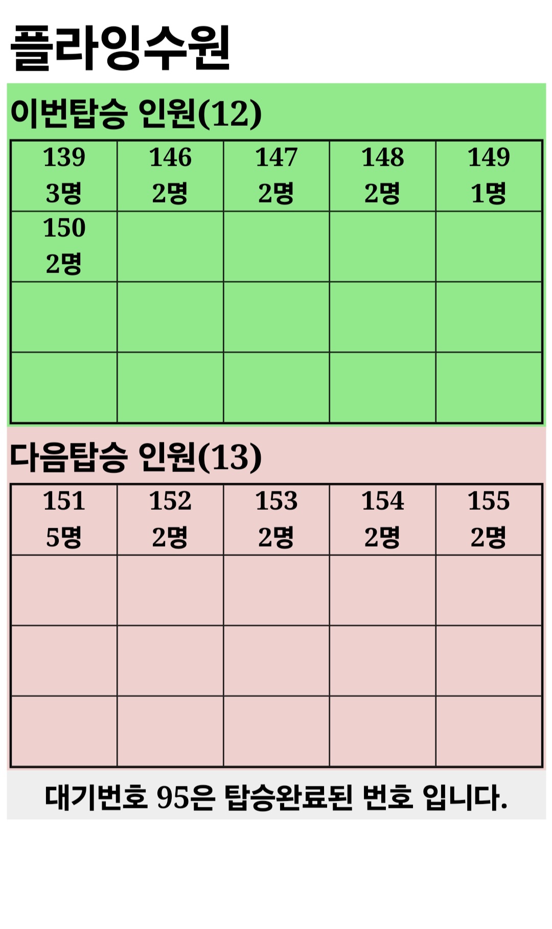 플라잉 수원 대기 화면