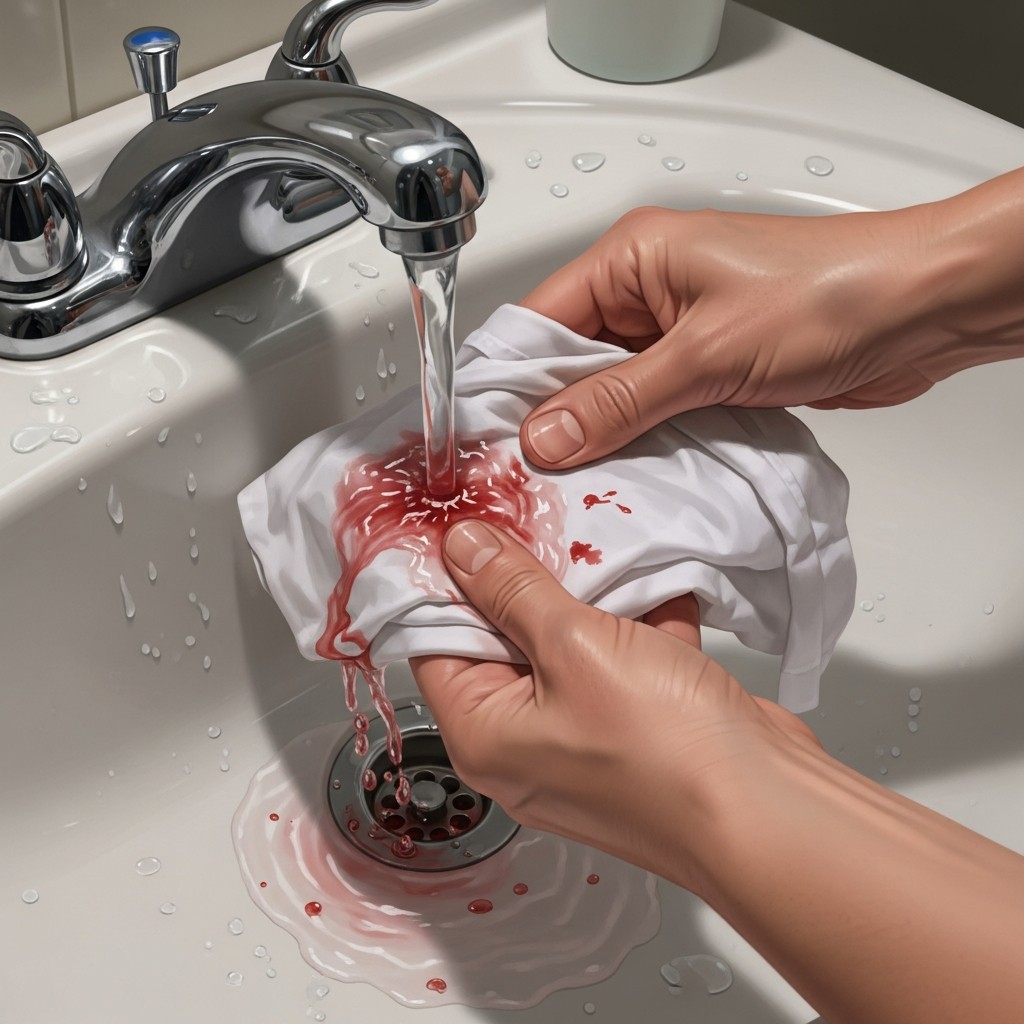 찬물로 혈흔 헹굼