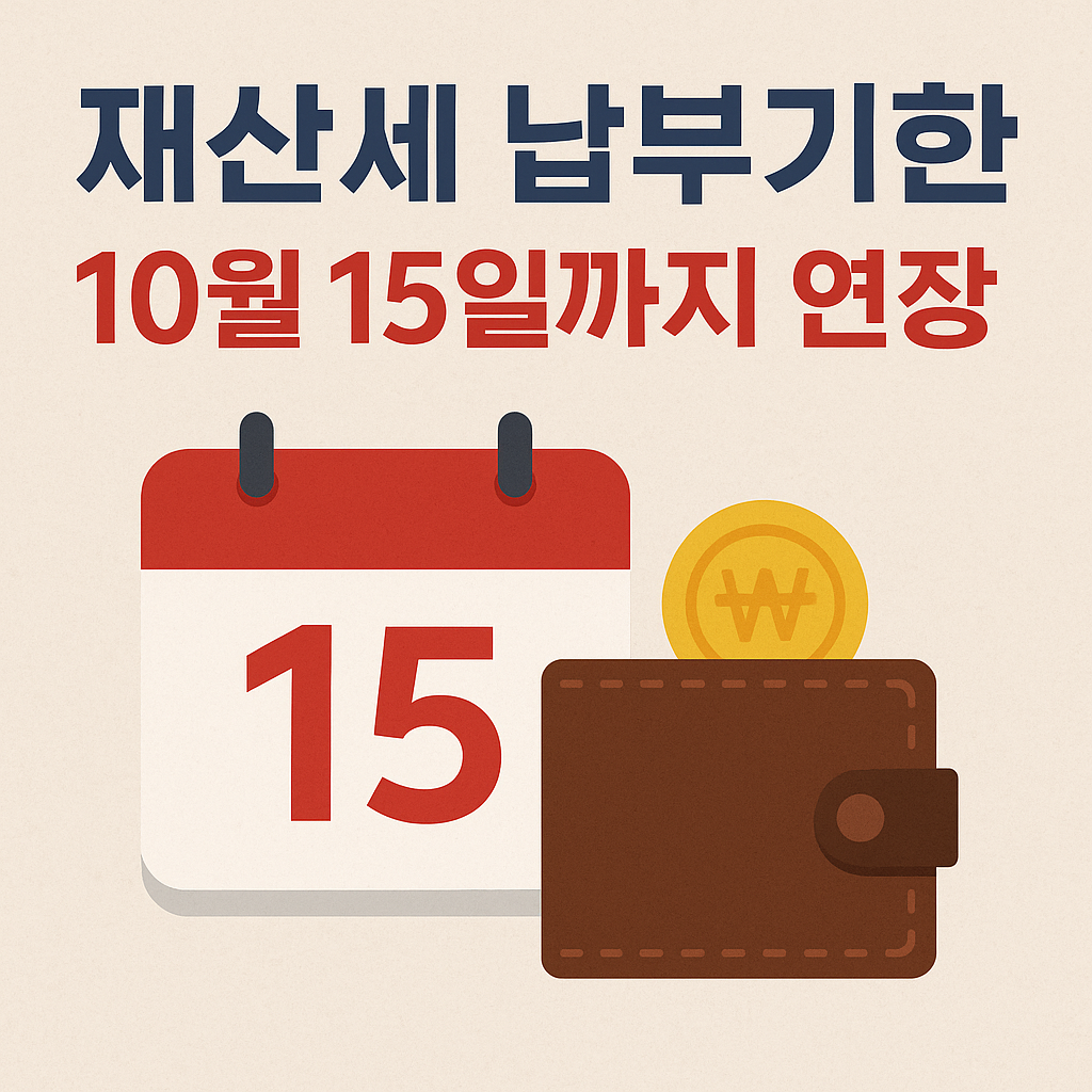 재산세 납부기한 10월 15일까지 연장 안내