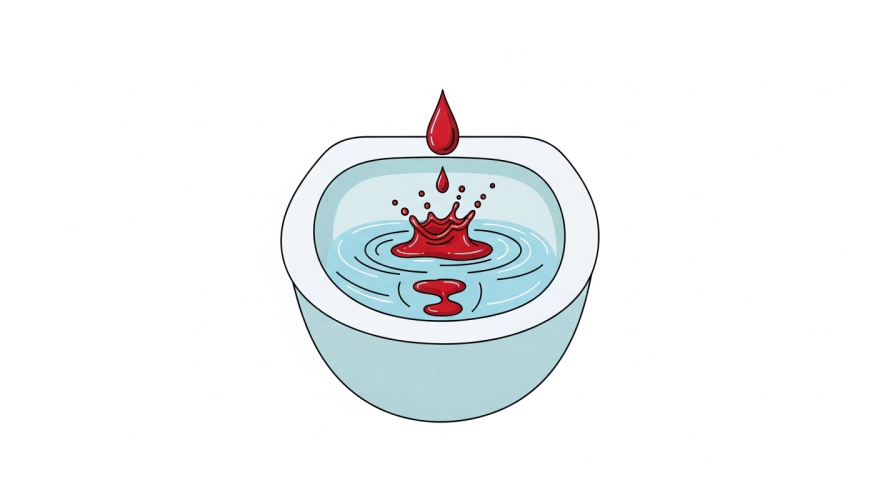 소변이 붉게 보이는 혈뇨를 표현한 경고 이미지