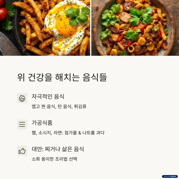 위 건강에 해로운 자극적 음식과 가공식품