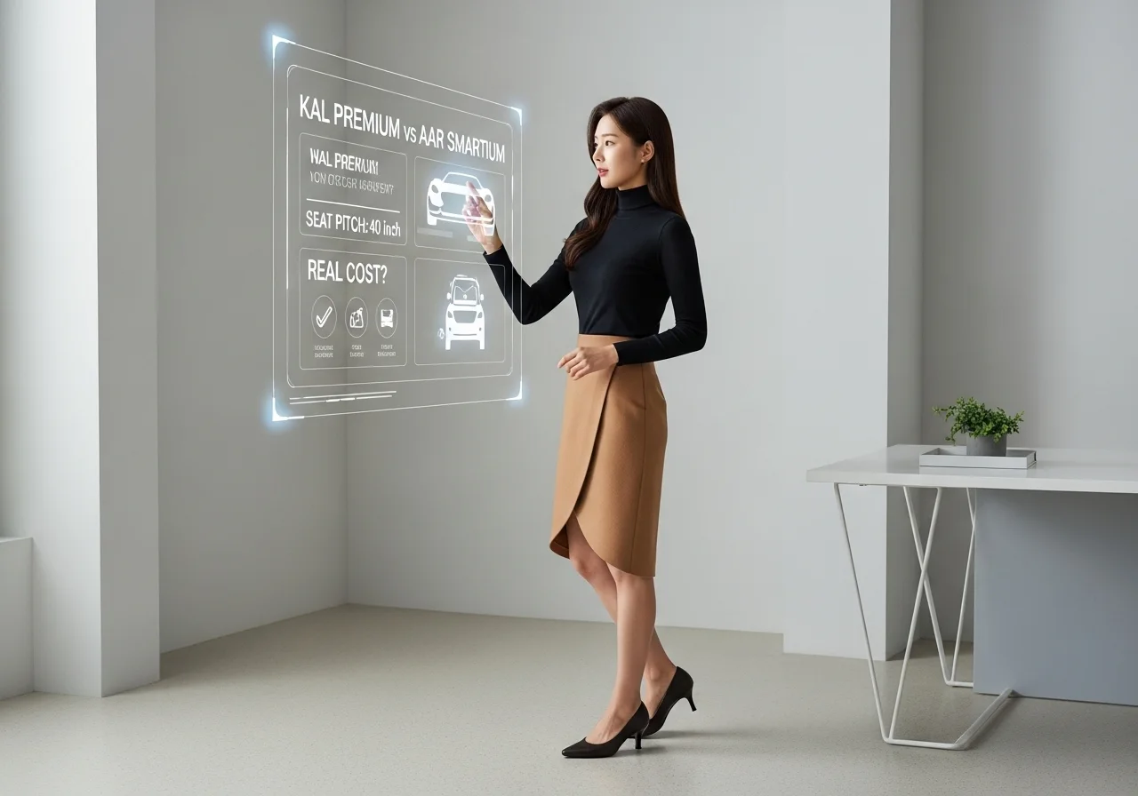 대한항공 프리미엄 이코노미와 아시아나를 비교 분석하는 지적인 전문가