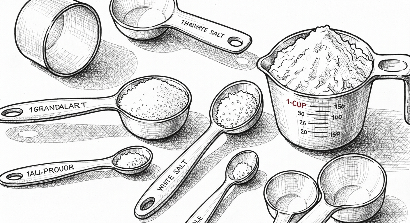 정확하게 계량하는 계량컵과 스푼