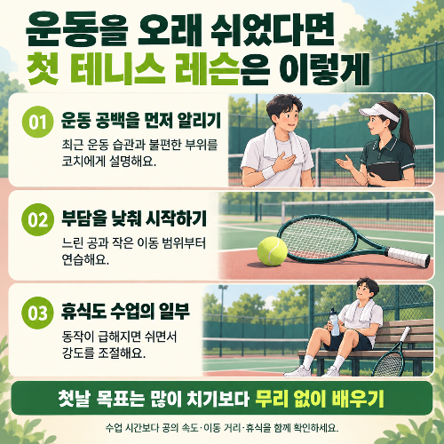 운동 쉰 지 오래인데, 테니스 레슨을 따라갈 수 있을까?