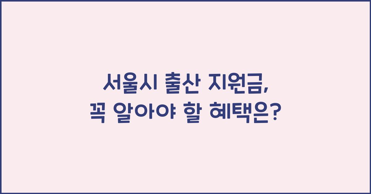 서울시 출산 지원금