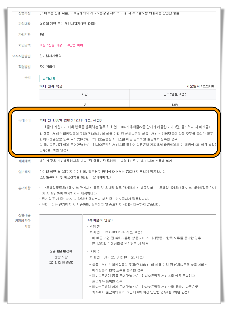 하나 원큐 적금 우대금리 조건