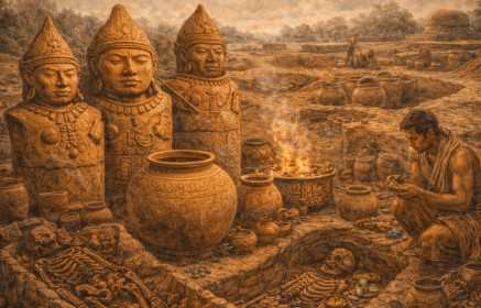 사오 문명의 테라코타 조각과 항아리 무덤 유적