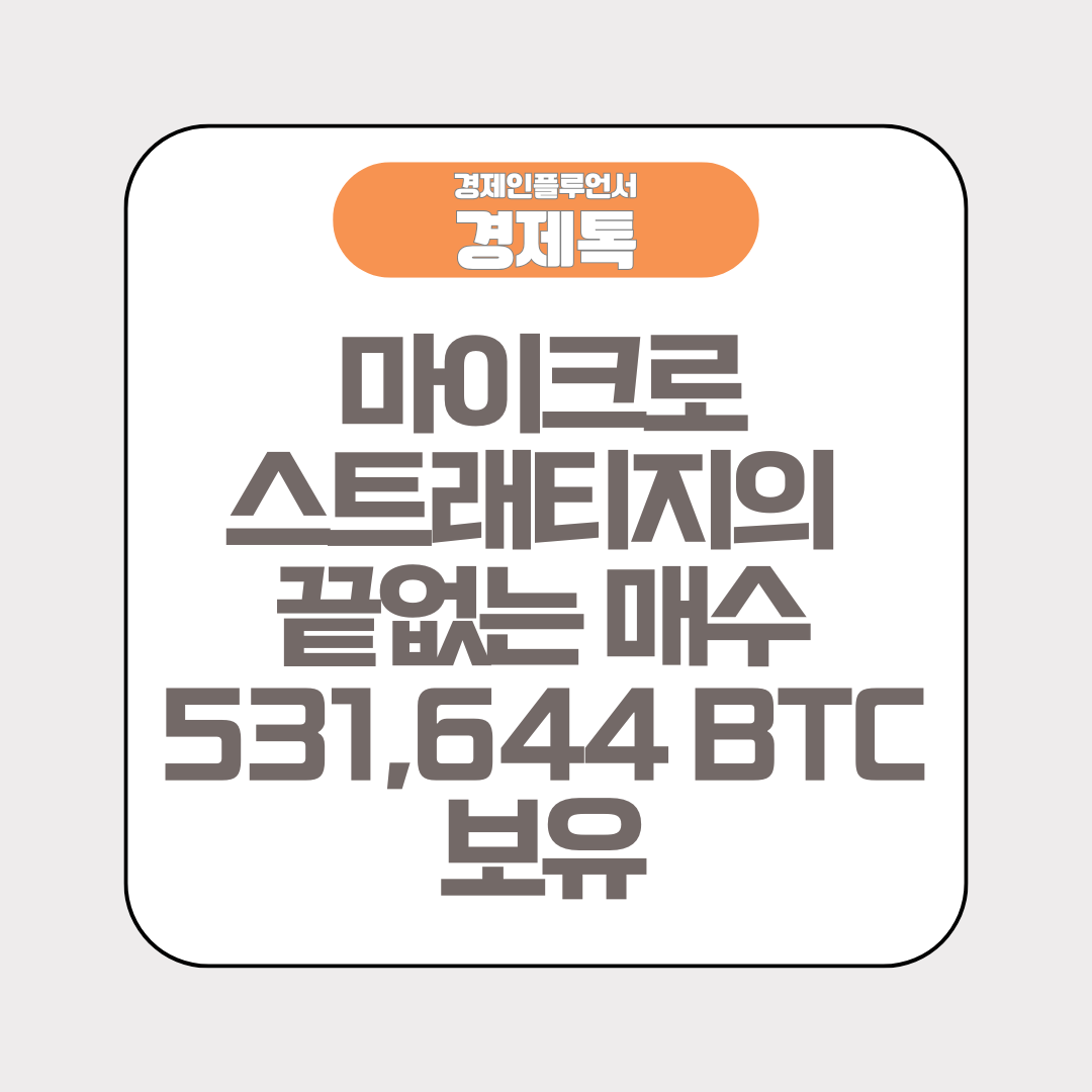 마이크로스트래티지의 끝없는 매수 531,644 BTC 보유