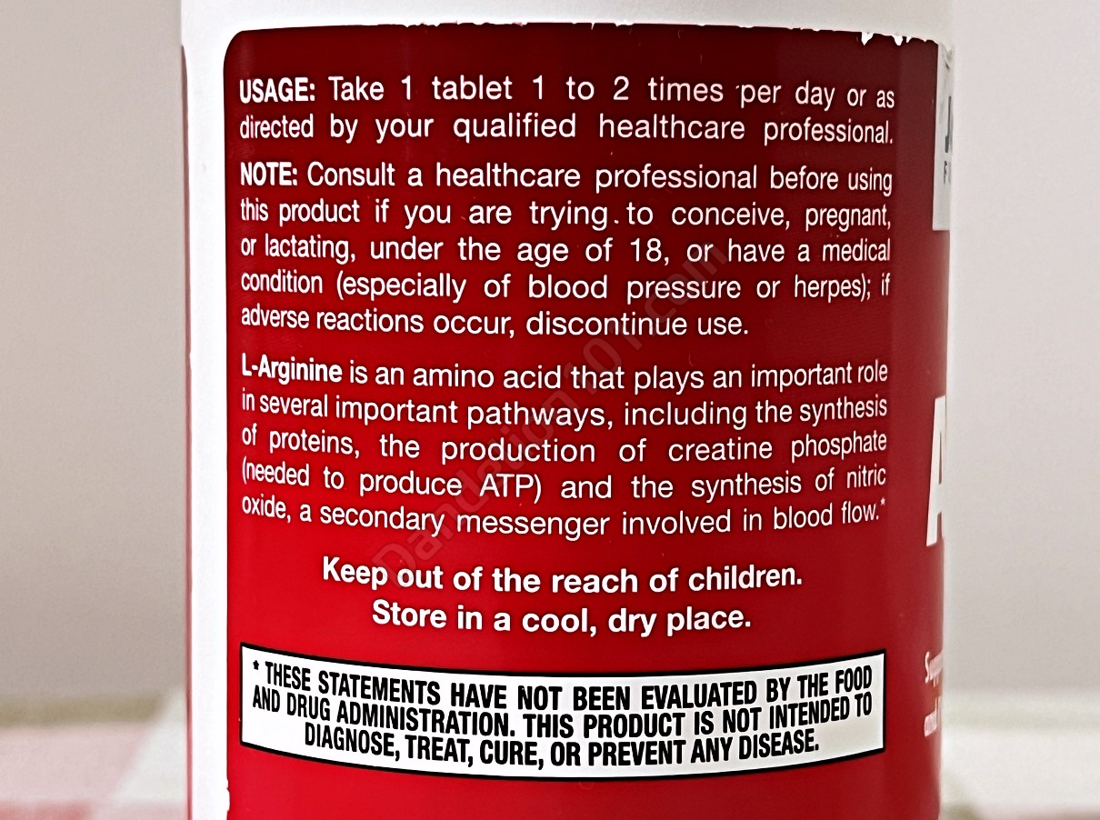 자로우 포뮬러스 아르기닌 1000mg (Jarrow FORMULAS Arginine 1000MG) 사용법 및 참고 사항, 상세설명