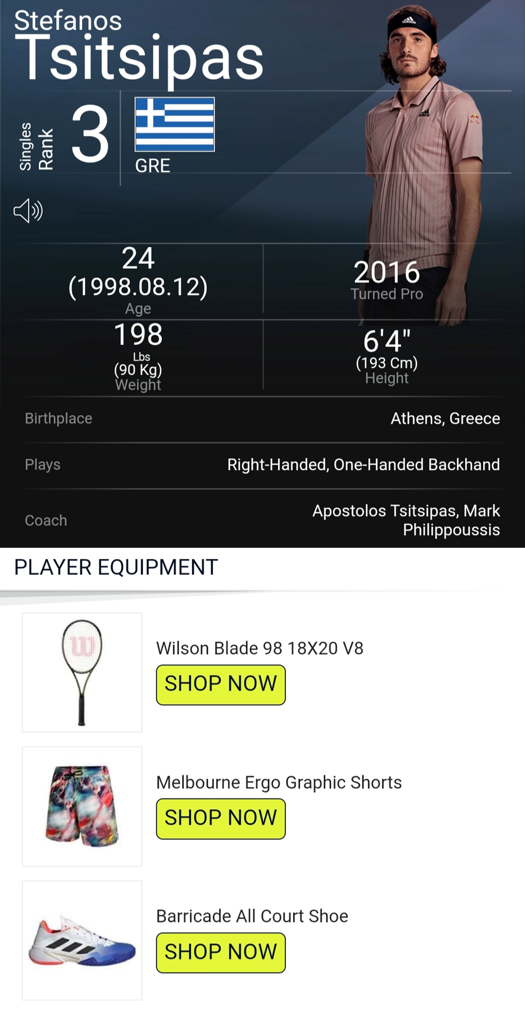 스테파노 치치파스_ATP홈페이지