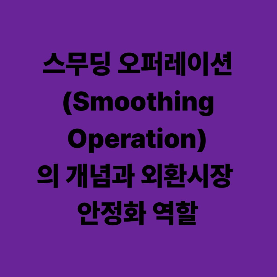 스무딩 오퍼레이션(Smoothing Operation)의 개념과 외환시장 안정화 역할