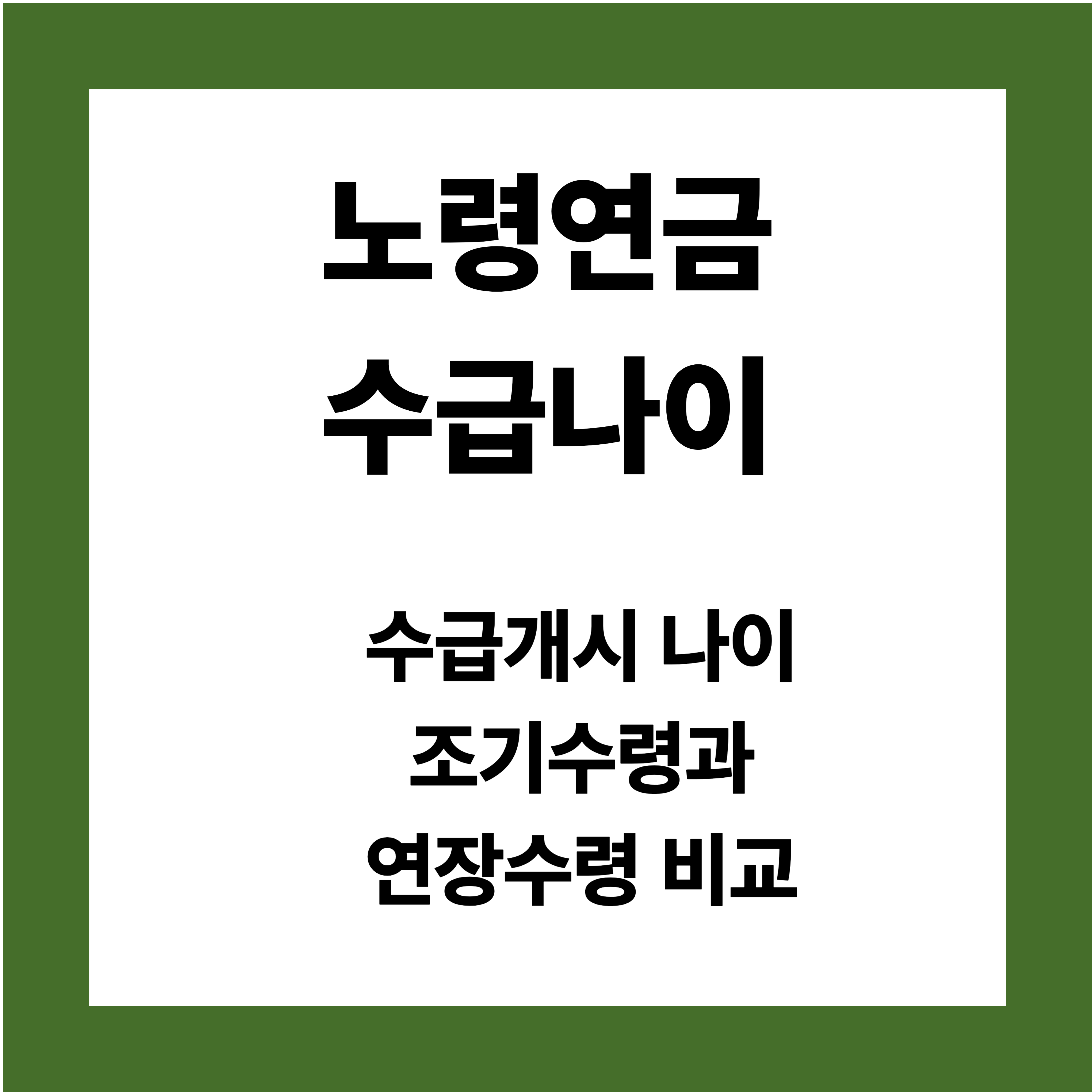 노령연금 수급나이 - 수급개시 나이, 조기수급, 연기수급 비교