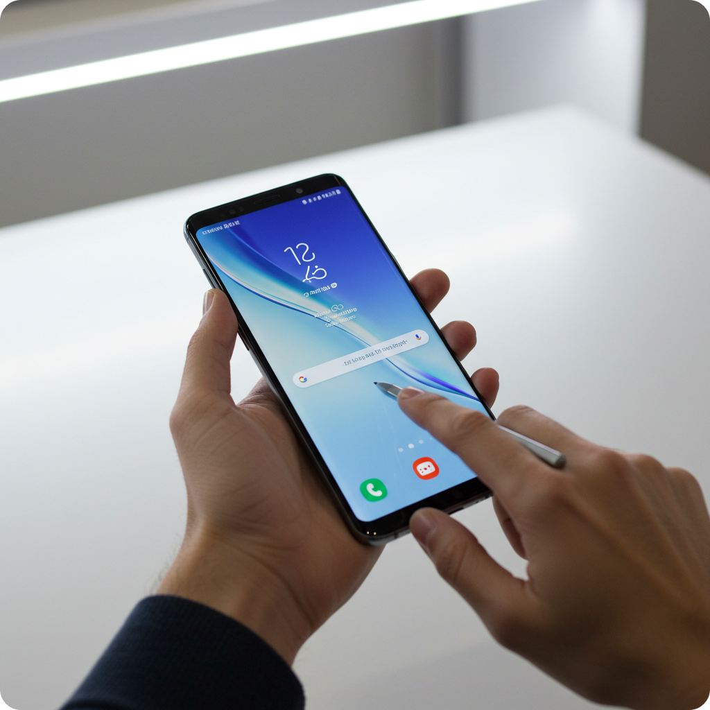 삼성 갤럭시 스마트폰이 화면을 캡처하는 장면