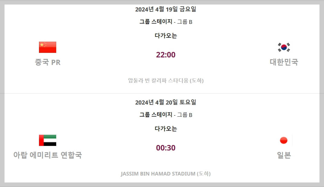 2024 AFC U-23 아시안컵 대진표, 조편성, 일정 예선 경기 결과