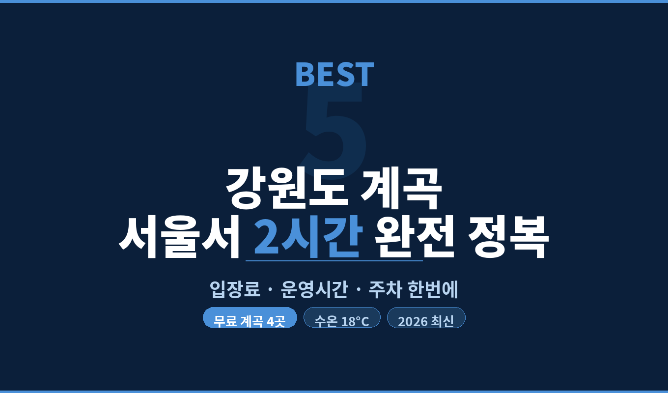강원도 계곡 BEST 5 서울서 2시간, 입장료 공짜도? 2026 여름 피서지 총정리