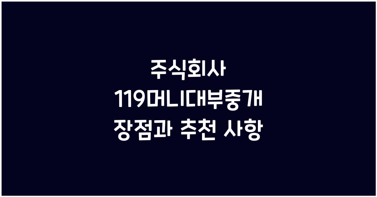 주식회사 119머니대부중개