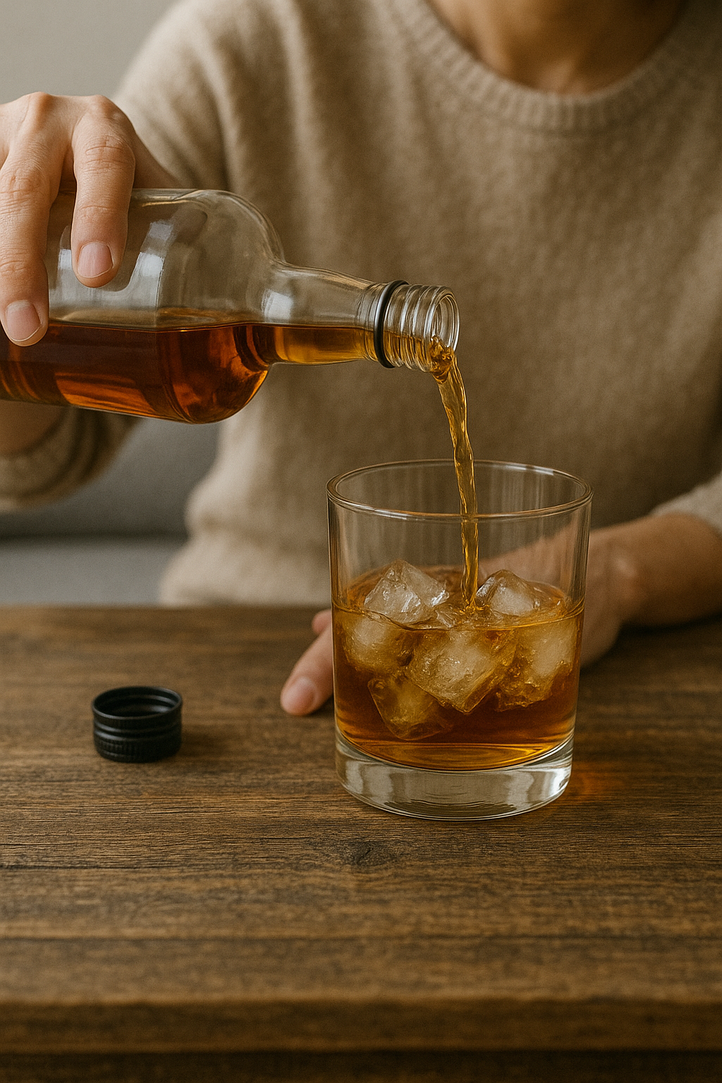 술을 따르고 있는 사람