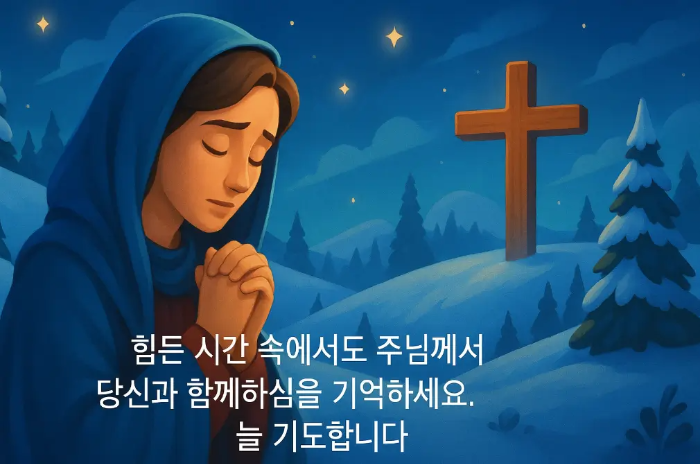 여자 십자가 12월 기독교 격려 인사말
