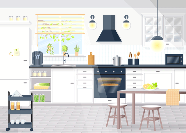 아파트 주방 풍경이다. 하얀 싱크대가 있고 주방기구들이 있다. 전기밥솥, 냄비, 수저통들이다.