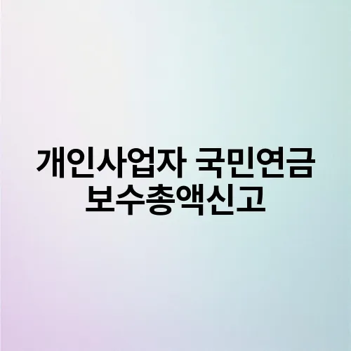 개인사업자 국민연금 보수총액신고