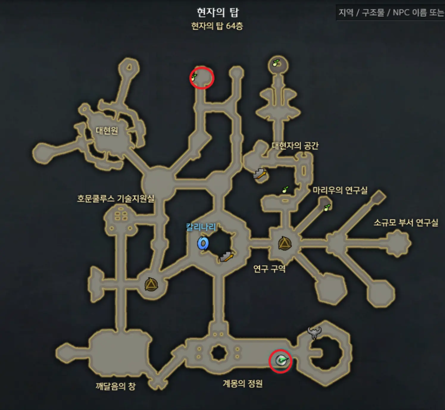 로스트아크 현자의탑 64층 지도
