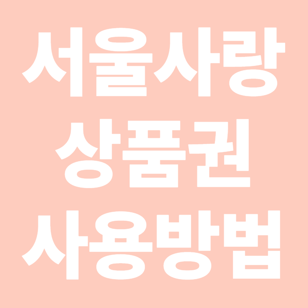 서울사랑상품권 사용방법