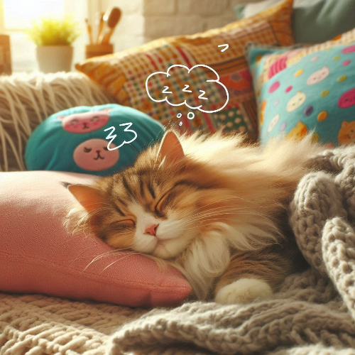 코를 골며 곤히 자는 고양이 모습 사진