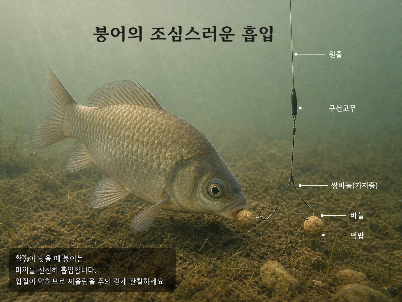 붕어의 조심스러운흡입