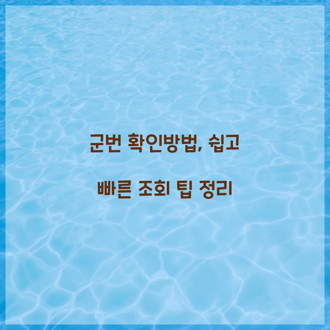군번 확인방법
