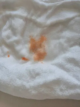 피지 얼룩 식초 분무 후 주방타월로 눌러 빼는법_19