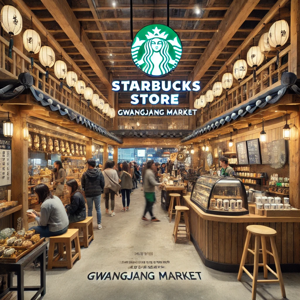 광장시장 속 스타벅스의 독특한 분위기