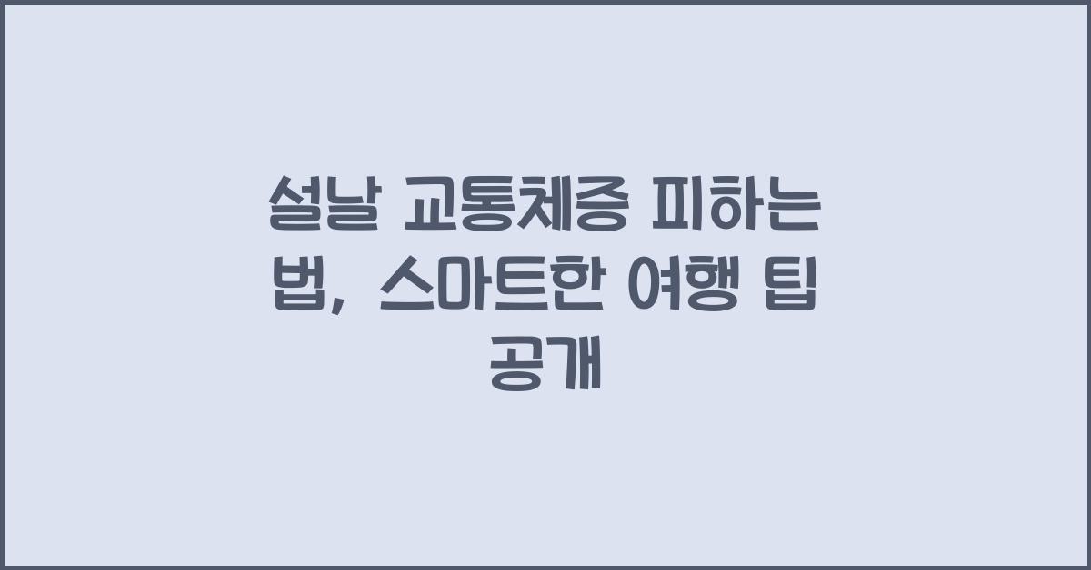 설날 교통체증 피하는 법