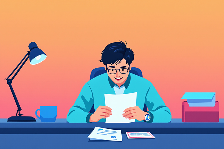 준비서류를 확인하는 직장인 모습