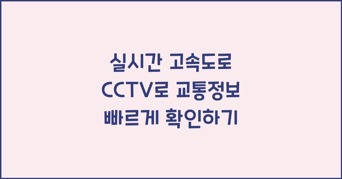 실시간 고속도로 cctv