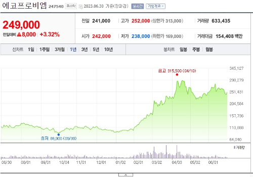2차전지 관련주 에코프로비엠 주가 전망
