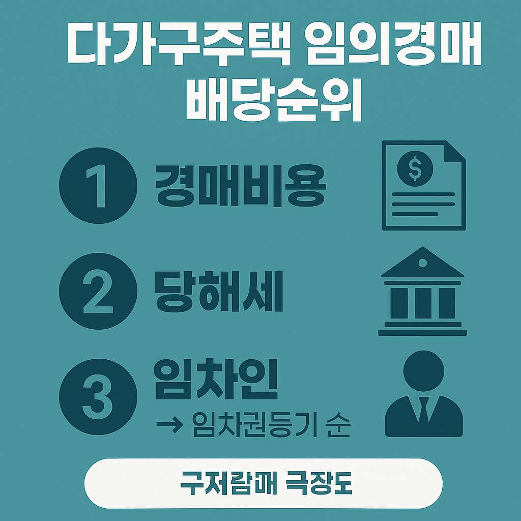 임의경매 배당표 예시 - 임차인과 근저당권자 배당비율 비교