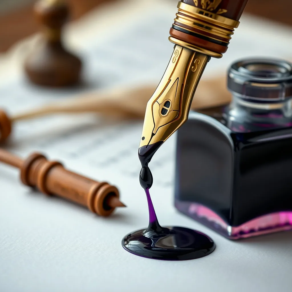 만년필에 잉크를 채우는 모습이나, 잉크 방울이 튀는 모습을 통해 지식과 사상이 종이 위에 구현되는 과정을 예술적으로 표현합니다. 이는 단순한 필기가 아닌, 대통령의 깊은 고뇌와 비전이 담기는 행위임을 암시합니다.