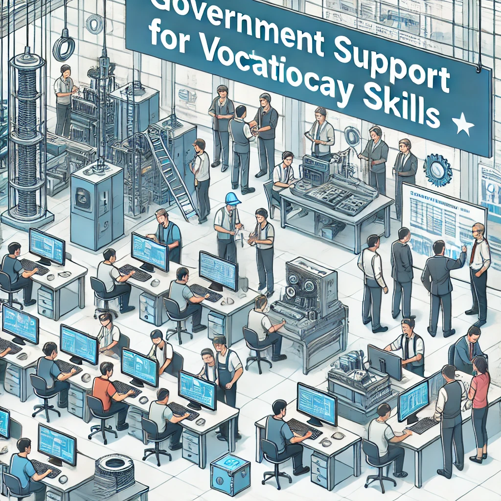 정부 지원 직업훈련 워크숍에서 기술을 배우는 참가자들