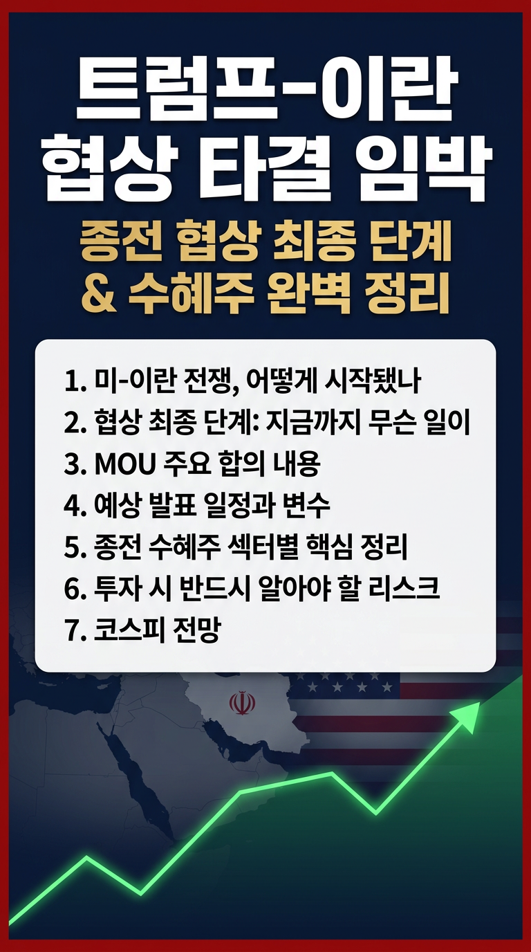 트럼프 이란 협상 타결 임박, 최종 단계, 종전 협상, 합의 가능성, 관련주, 수혜주, 예상 발표 일정