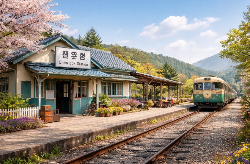 전남 곡성 침곡역 철도마을 전경