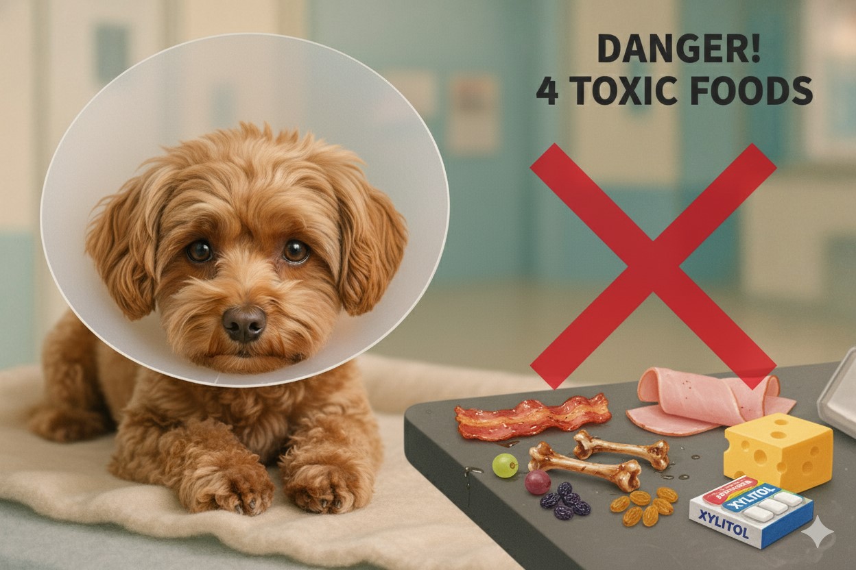 노령견 건강에 독이 되는 음식(사람이 먹는 치즈,햄,베이컨,뼈다귀,자일리톨 등)