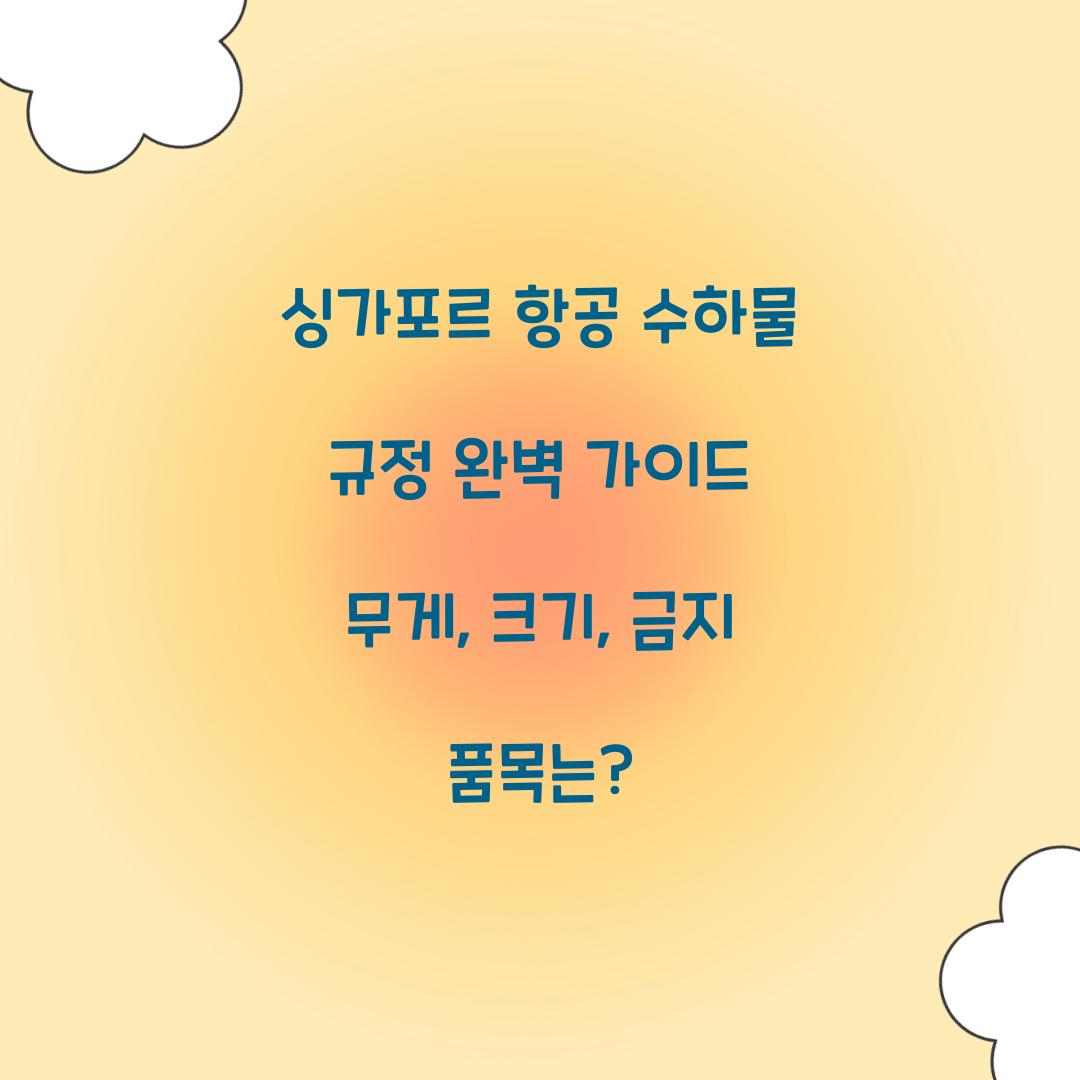 싱가포르 항공 수하물 규정