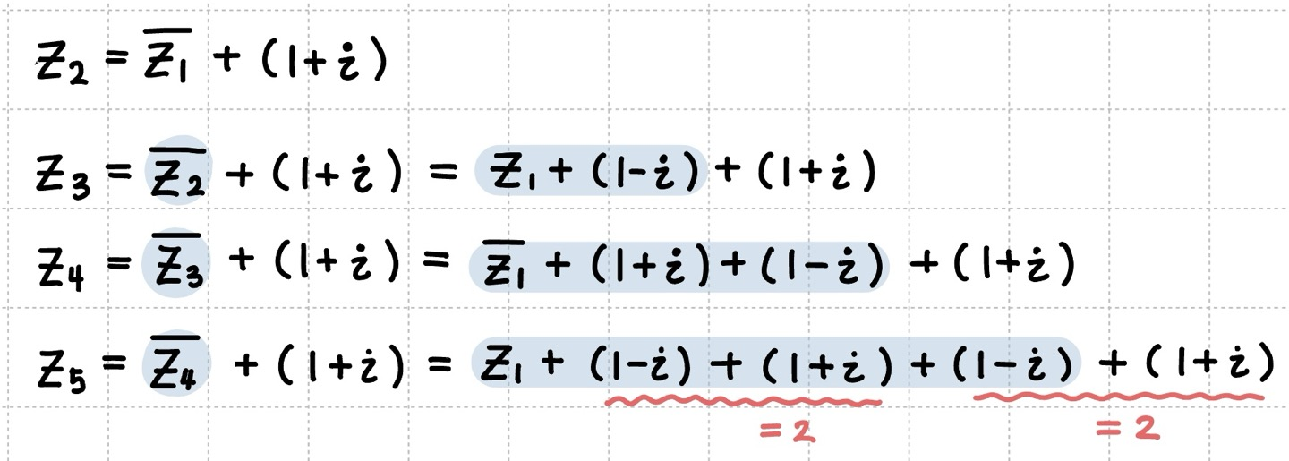n=5 까지를 대입해 가며 규칙성을 찾는 과정