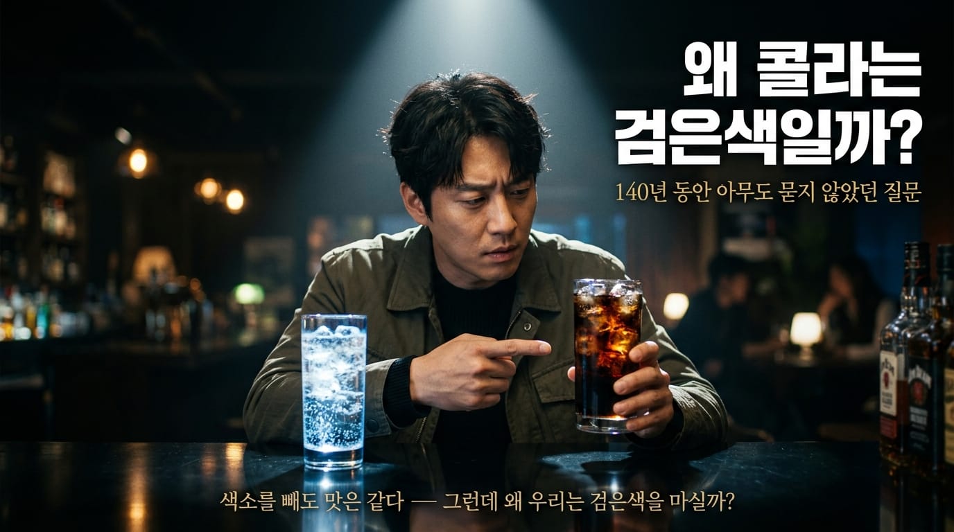 코카콜라 검은색 이유 의구심을 갖는 이미지