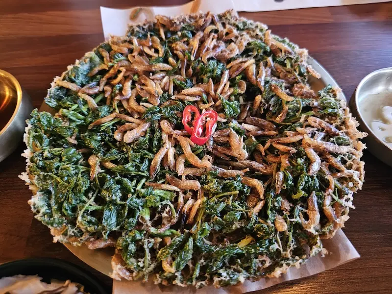 들기름 비빔밥 보리새우전 동인천 맛집 파랑새 방앗간